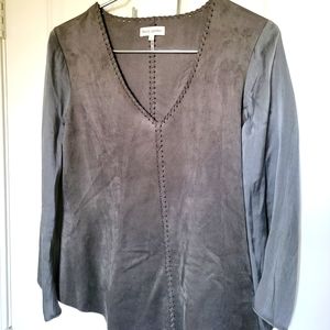 Liberty Garden Small Gray Detailed Tunic with Silk Sleeves